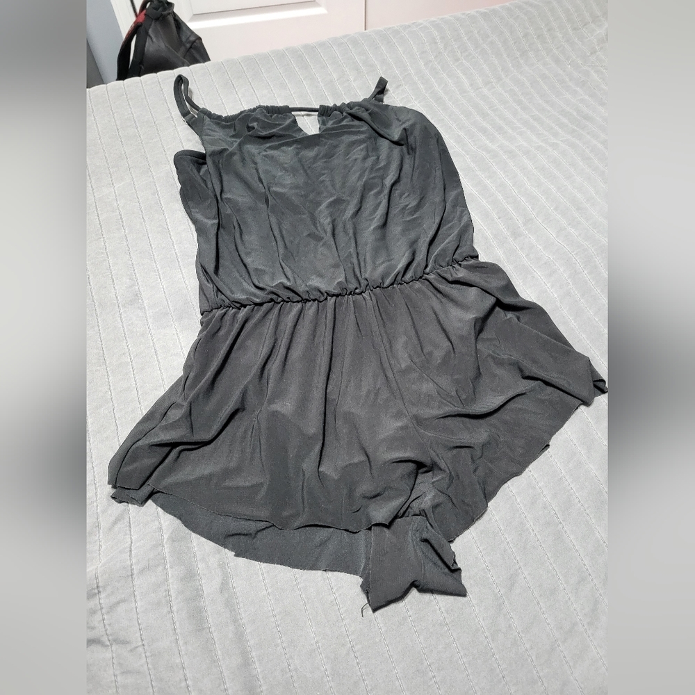 Black bathing suit with shorts over